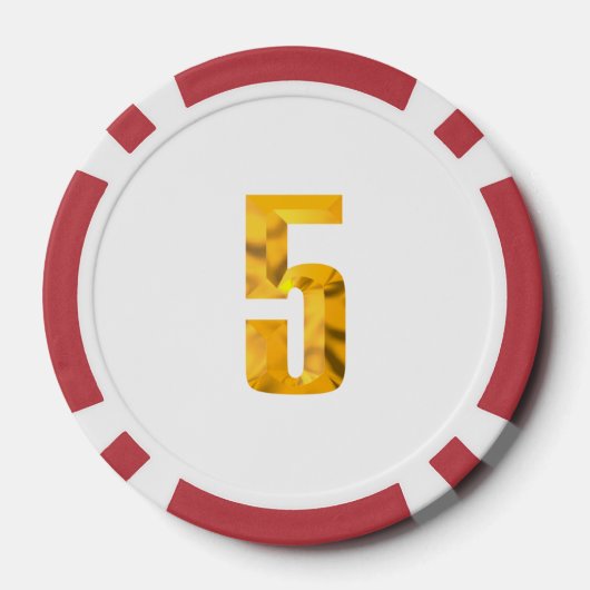 Gouden Thor Hammer wit rood 5 gestreepte poker chi Chips (Achterkant)