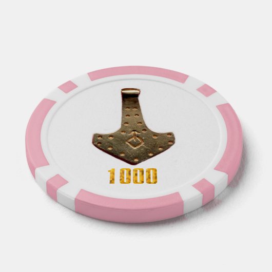 Gouden Thor Hammer wit roze 1K gestreepte poker ch Poker Chips (Enkel)