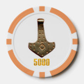 Gouden Thor Hammer wit sinaasappel 5K streep poker Chips (Voorkant)
