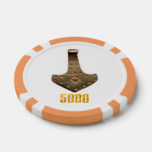 Gouden Thor Hammer wit sinaasappel 5K streep poker Poker Chips (Enkel)