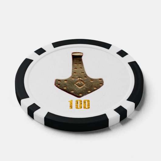 Gouden Thor Hammer witte blk 100 gestreepte poker Poker Chips (Enkel)
