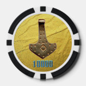 Gouden Thor Hammer witte blkb 10K gestreepte poker Chips (Voorkant)
