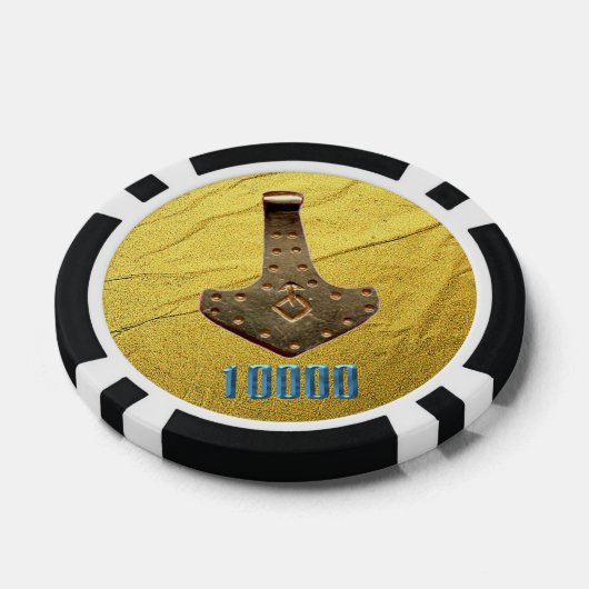 Gouden Thor Hammer witte blkb 10K gestreepte poker Poker Chips (Enkel)