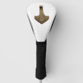 Gouden Thor Hammer witte golfclub driver cover (Voorkant)