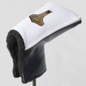 Gouden Thor Hammer witte golfclub putter cover (3/4 voorkant)