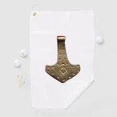 Gouden Thor Hammer witte golfhanddoek (Insitu)