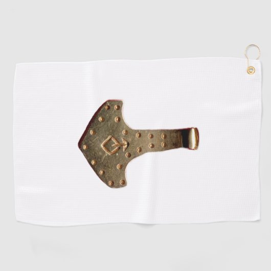 Gouden Thor Hammer witte golfhanddoek (Horizontaal)