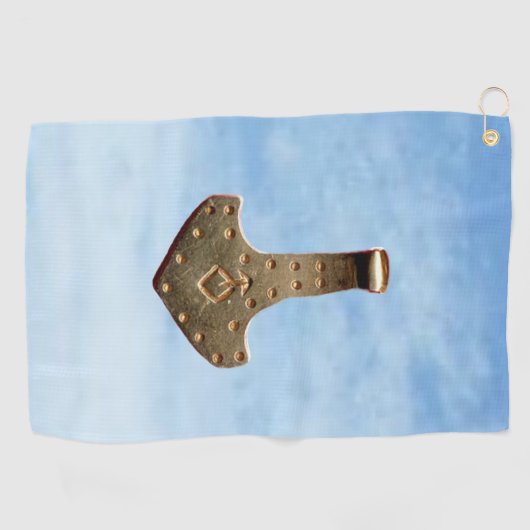 Gouden Thor Hammer wolken golfhanddoek (Horizontaal)