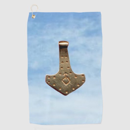 Gouden Thor Hammer wolken golfhanddoek (Voorkant)
