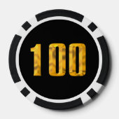 Gouden Thor Hammer zwart 100 streep poker chip (Achterkant)
