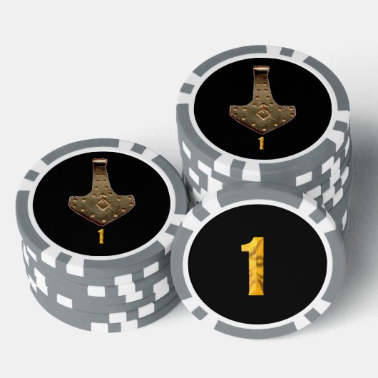 Gouden Thor Hammer zwart grijs 1 gestreepte poker Poker Chips (Opstapeling)
