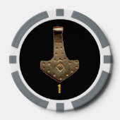 Gouden Thor Hammer zwart grijs 1 gestreepte poker Poker Chips (Voorkant)