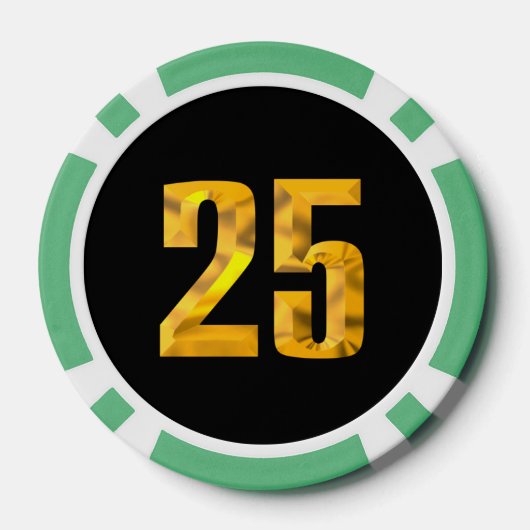 Gouden Thor Hammer zwart groen 25 gestreepte poker Poker Chips (Achterkant)
