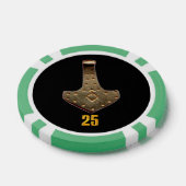 Gouden Thor Hammer zwart groen 25 gestreepte poker Poker Chips (Enkel)