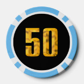 Gouden Thor Hammer zwart lblue 50 gestreepte poker Poker Chips (Achterkant)