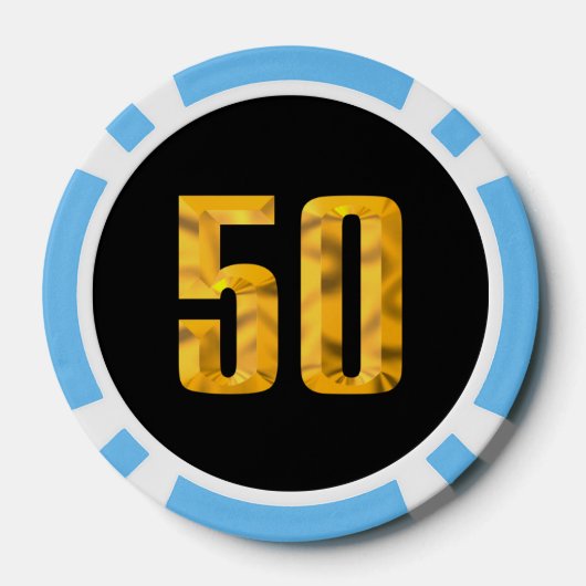 Gouden Thor Hammer zwart lblue 50 gestreepte poker Poker Chips (Achterkant)
