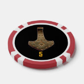 Gouden Thor Hammer zwart rood 5 gestreepte poker c Chips (Enkel)