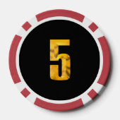 Gouden Thor Hammer zwart rood 5 gestreepte poker c Chips (Achterkant)
