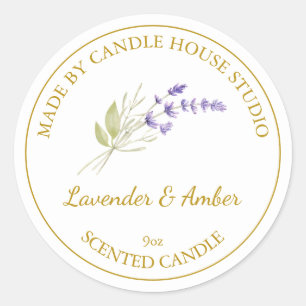 Gouden Thuisgemaakte Lavendel Kaars Label Wit