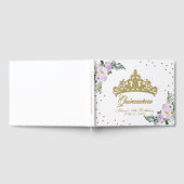 Gouden Tiara Blush Paarse Lila Bloemen Quinceanera Gastenboek (Volledig)