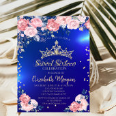 Gouden Tiara Diamonds Rozen Blauw Sweet 16 Kaart