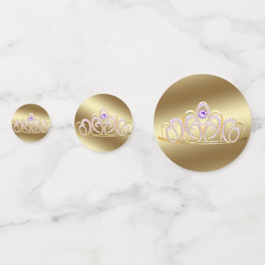 Gouden Tiara en Amethist Harten Glitter Confetti (Achterkanten)