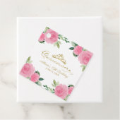 Gouden Tiara Hot Roze Bloemen Quinceanera Bedankjes Labels (In situ)
