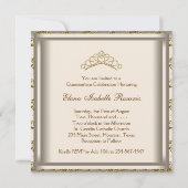 Gouden Tiara Party Jurk Goud Quinceanera Kaart (Achterkant)