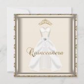 Gouden Tiara Party Jurk Goud Quinceanera Kaart (Voorkant)