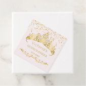 Gouden tiara, polka dot confetti Quinceanera Bedankjes Labels (In situ)