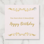 Gouden tiara, polka dot confetti Quinceanera Bedankjes Labels (Achterkant)