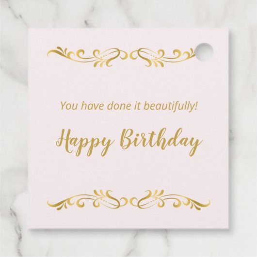 Gouden tiara, polka dot confetti Quinceanera Bedankjes Labels (Achterkant)