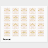 Gouden tiara, polka dot confetti Quinceanera Vierkante Sticker (Vel)