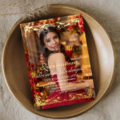 Gouden Tiara Quinceañera Foto Mis Quince Folie Uitnodiging