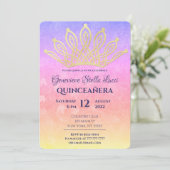 Gouden Tiara Quinceañera Party uitnodiging (Staand voorkant)