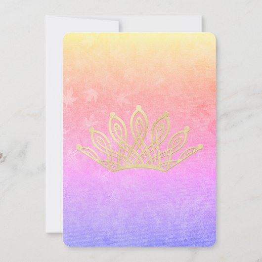 Gouden Tiara Quinceañera Party uitnodiging (Achterkant)