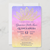 Gouden Tiara Quinceañera Party uitnodiging (Voorkant)
