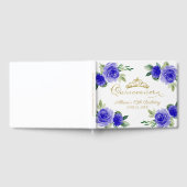 Gouden Tiara Royal Blue Bloemen Quinceanera Gastenboek (Volledig)