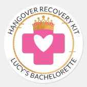 Gouden Tiara Roze Bruidsfeest Hersteltijd Kit Ronde Sticker (Voorkant)
