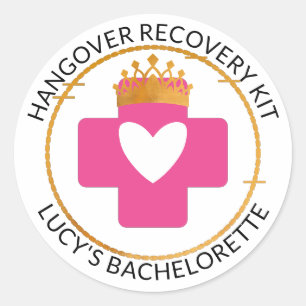 Gouden Tiara Roze Bruidsfeest Hersteltijd Kit Ronde Sticker