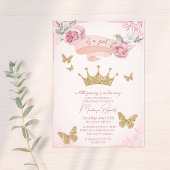 Gouden Tiara & Vlinders Prinses Baby shower Kaart