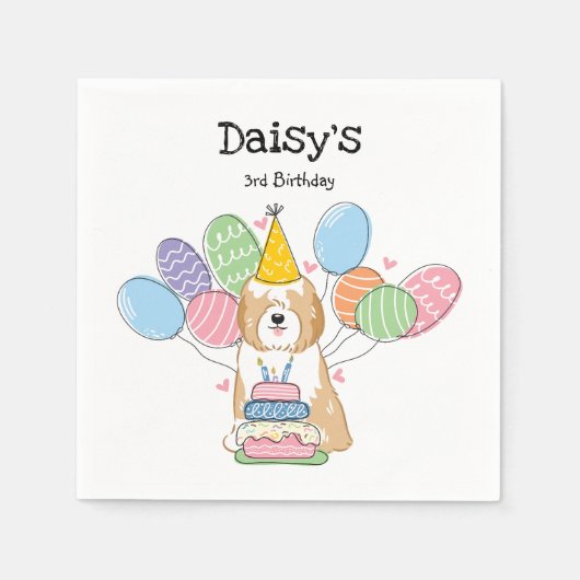 Gouden Tibetaanse Terriër Verjaardag Papier Servet (Voorkant)