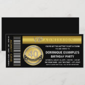 Gouden Ticket 40e Verjaardagsfeestje Kaart (Voorkant / Achterkant)