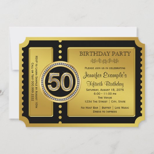 Gouden Ticket 50ste Verjaardagsfeest Kaart (Voorkant)