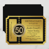 Gouden Ticket 50ste Verjaardagsfeest Kaart (Voorkant / Achterkant)