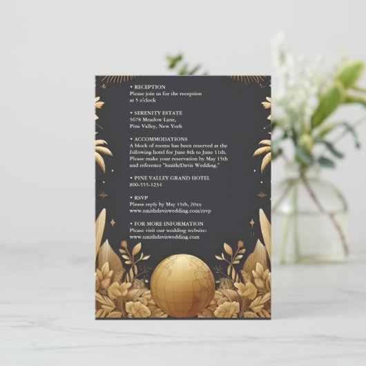 Gouden Ticket Paspoort Boarding Pass Bruiloft Informatiekaartje (Staand voorkant)