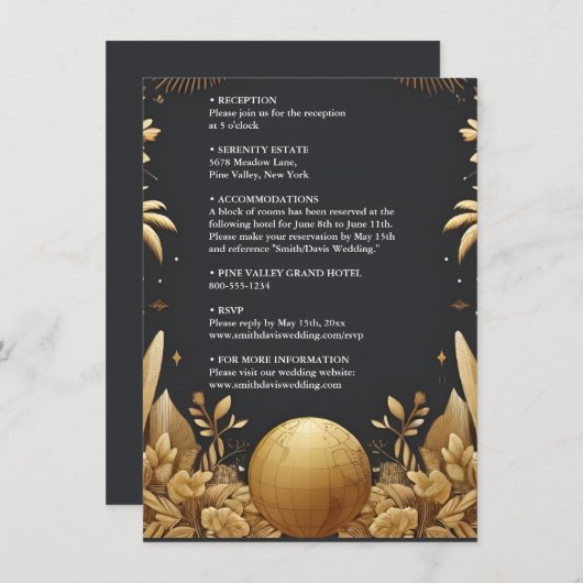 Gouden Ticket Paspoort Boarding Pass Bruiloft Informatiekaartje (Voorkant / Achterkant)