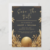 Gouden Ticket Paspoort Boarding Pass Bruiloft Save The Date (Voorkant)