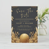 Gouden Ticket Paspoort Boarding Pass Bruiloft Save The Date (Staand voorkant)