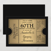 Gouden Ticket Stijl 60-jarig Huwelijksfeest Feestj Kaart (Voorkant / Achterkant)